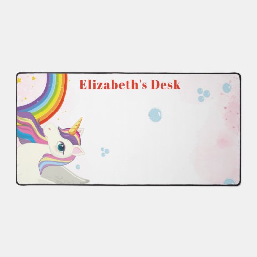 Unicorn aangepaste naam girly bureaumat (Voorkant)