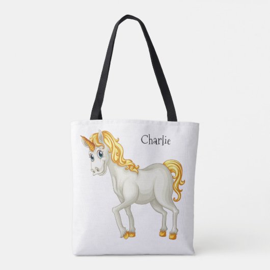 Unicorn aangepaste naamzakken tote bag (Achterkant)