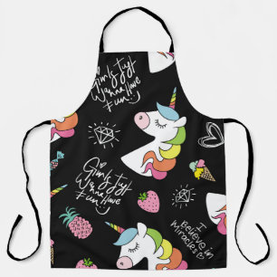 Unicorn, aardbei, ananas, ijsschets schort