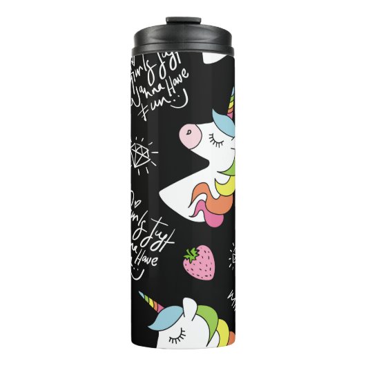 Unicorn, aardbei, ananas, ijsschets thermosbeker (Voorkant)