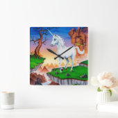 Unicorn acrylic wall clock vierkante klok (Huis)