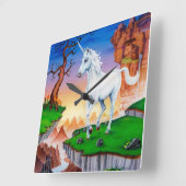 Unicorn acrylic wall clock vierkante klok (Hoek)