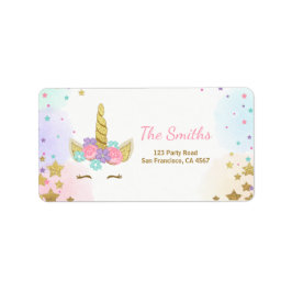 Unicorn Adres Etiket Roze Gold Magische Regenboog
