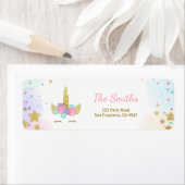 Unicorn Adres Etiket Roze Gold Magische Regenboog (Insitu)