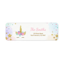 Unicorn Adres Etiket Roze Gold Magische Regenboog