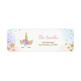 Unicorn Adres Etiket Roze Gold Magische Regenboog
