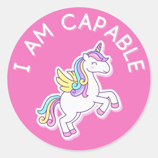 Unicorn Affirmation Classic Round Sticker (Voorkant)