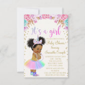 Unicorn African American Princess Baby shower in Kaart (Voorkant)