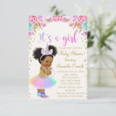 Unicorn African American Princess Baby shower in Kaart (Staand voorkant)
