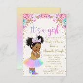 Unicorn African American Princess Baby shower in Kaart (Voorkant / Achterkant)