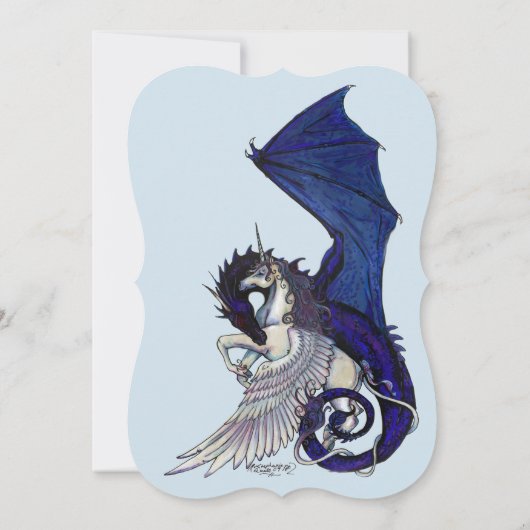 Unicorn Afstuderen Uitnodiging Paars Blue Dragon (Achterkant)