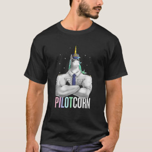 Unicorn Airplane Pilot Pilotcorn Aviation Vliegtui T-shirt