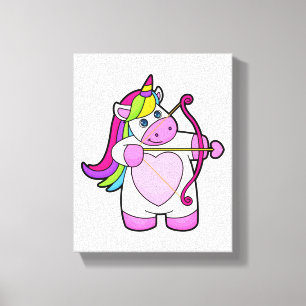 Unicorn als Archer met Bow en Pijl Canvas Afdruk
