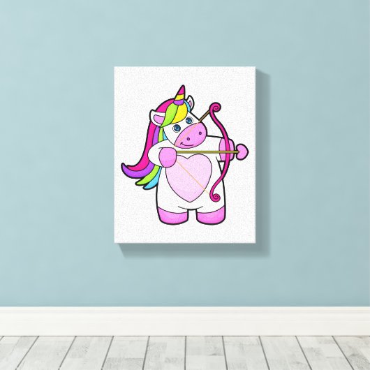 Unicorn als Archer met Bow en Pijl Canvas Afdruk (Insitu (Houten vloer))