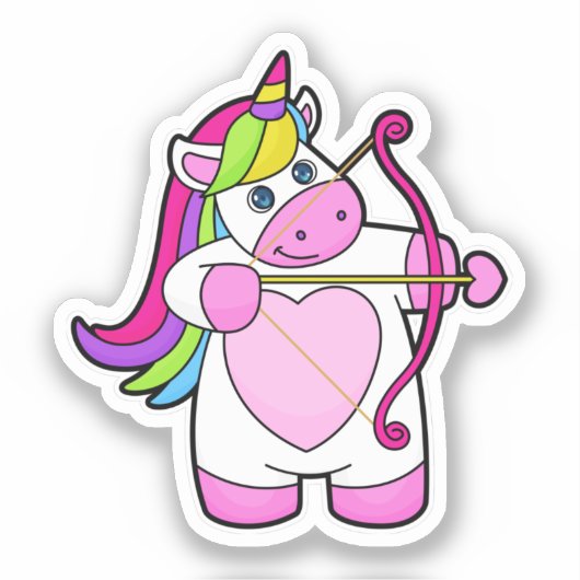 Unicorn als Archer met Bow en Pijl Sticker (Voorkant)