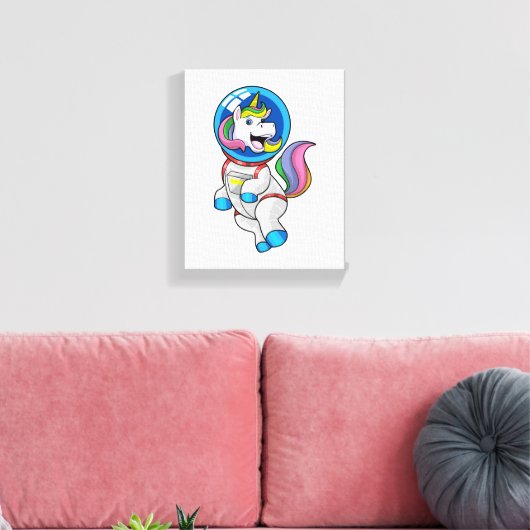 Unicorn als astronaut in de ruimte canvas afdruk (Insitu (Woonkamer))