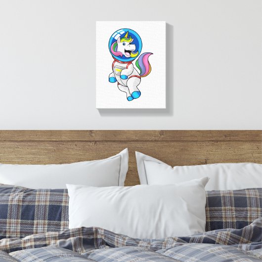 Unicorn als astronaut in de ruimte canvas afdruk (Insitu (Slaapkamer))