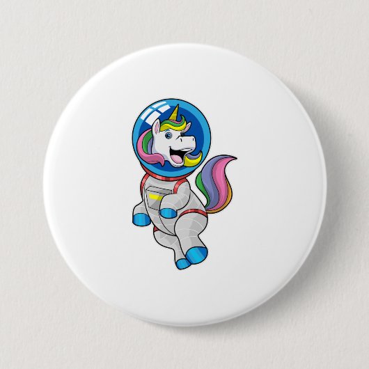 Unicorn als astronaut in de ruimte ronde button 7,6 cm (Voorkant)