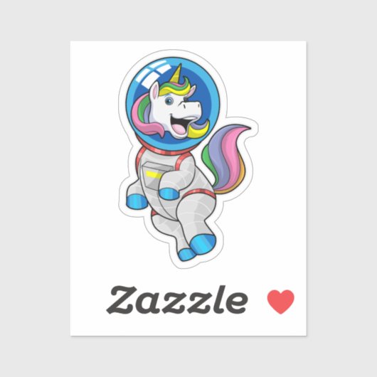 Unicorn als astronaut in de ruimte sticker (Vel)