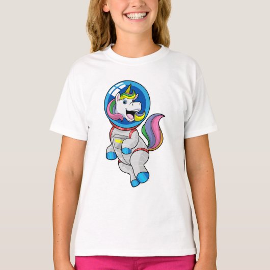 Unicorn als astronaut in de ruimte t-shirt (Voorkant)