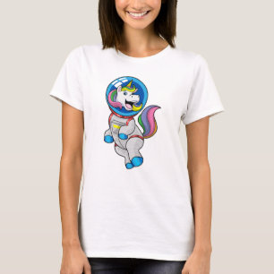 Unicorn als astronaut in de ruimte t-shirt