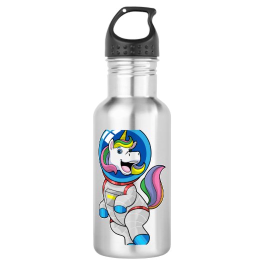 Unicorn als astronaut in de ruimte waterfles (Voorkant)