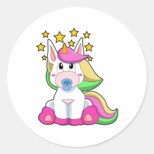 Unicorn als Baby met Pacifier Ronde Sticker