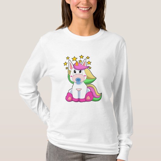 Unicorn als Baby met Pacifier T-shirt (Voorkant)