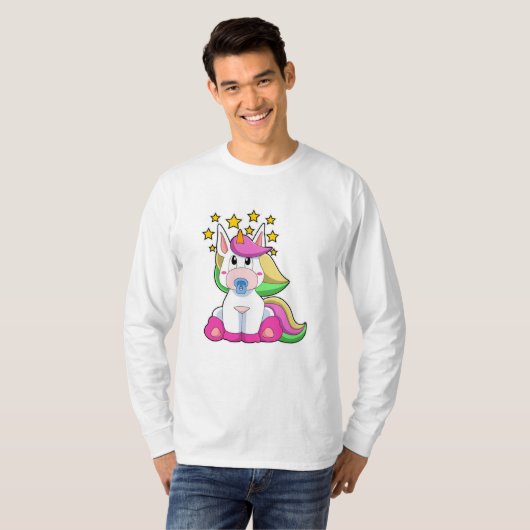 Unicorn als Baby met Pacifier T-shirt (Voorkant volledig)