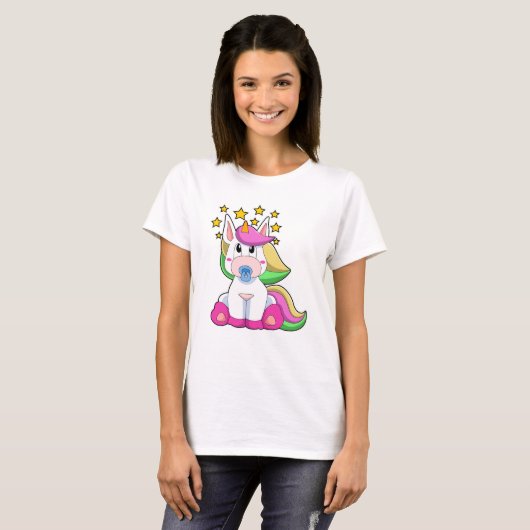 Unicorn als Baby met Pacifier T-shirt (Voorkant volledig)