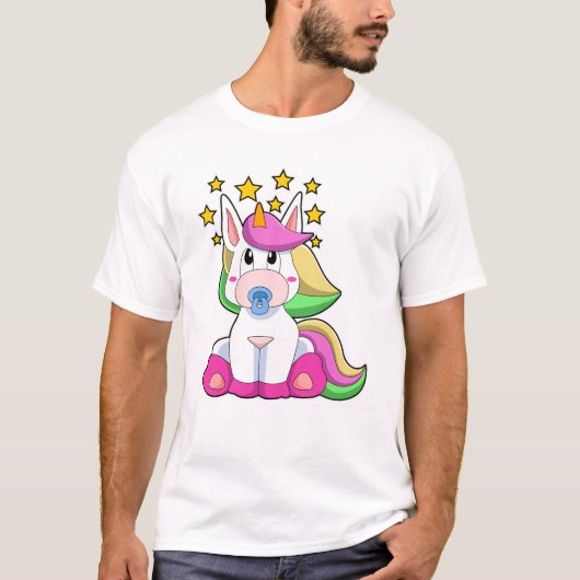 Unicorn als Baby met Pacifier T-shirt (Voorkant)