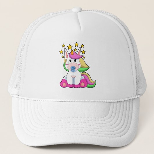 Unicorn als Baby met Pacifier Trucker Pet (Voorkant)