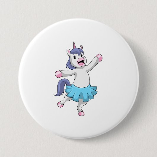 Unicorn als Ballerina in Ballet Ronde Button 7,6 Cm (Voorkant)