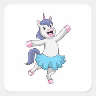 Unicorn als Ballerina in Ballet Vierkante Sticker