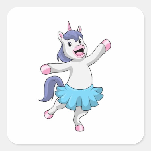 Unicorn als Ballerina in Ballet Vierkante Sticker (Voorkant)