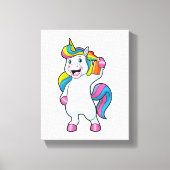 Unicorn als Hairdresser met Hairspray Canvas Afdruk (Voorkant)