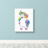 Unicorn als Hairdresser met Hairspray Canvas Afdruk (Insitu (Houten vloer))