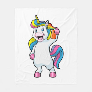 Unicorn als Hairdresser met Hairspray Fleece Deken