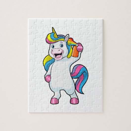 Unicorn als Hairdresser met Hairspray Legpuzzel (Verticaal)