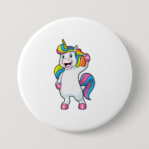 Unicorn als Hairdresser met Hairspray Ronde Button 7,6 Cm