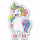 Unicorn als Hairdresser met Hairspray Sticker (Voorkant)