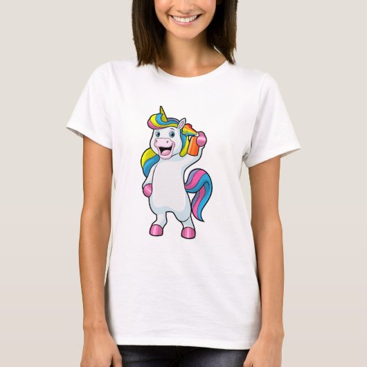 Unicorn als Hairdresser met Hairspray T-shirt (Voorkant)