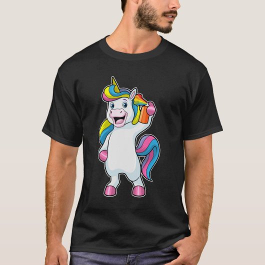 Unicorn als Hairdresser met Hairspray T-shirt (Voorkant)