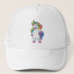 Unicorn als Hairdresser met Hairspray Trucker Pet