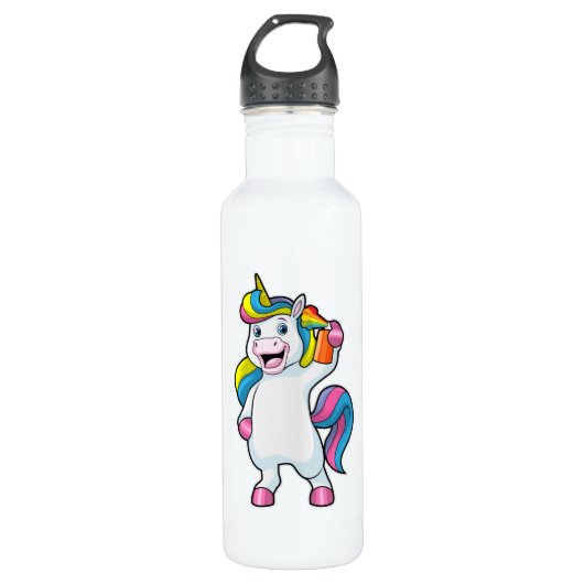 Unicorn als Hairdresser met Hairspray Waterfles (Voorkant)