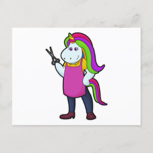 Unicorn als Hairdresser met schaar Briefkaart
