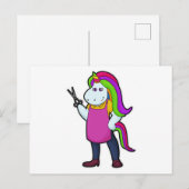 Unicorn als Hairdresser met schaar Briefkaart (Voorkant / Achterkant)