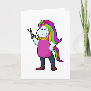Unicorn als Hairdresser met schaar Kaart
