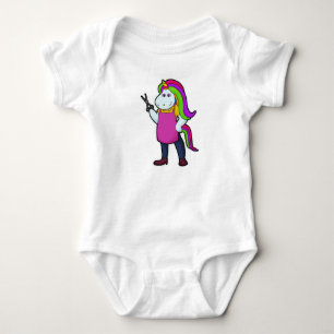 Unicorn als Hairdresser met schaar Romper