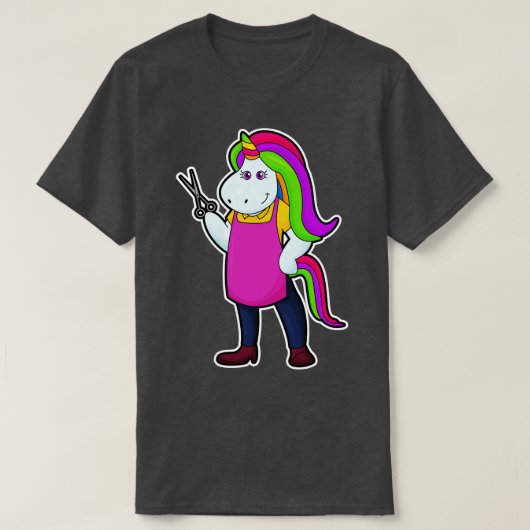 Unicorn als Hairdresser met schaar T-shirt (Design voorkant)